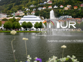 A view of Festplassen, in Bergen, Norway, on September 16, 2024. Bergen is the second-largest city in Norway, with a population of approxima...