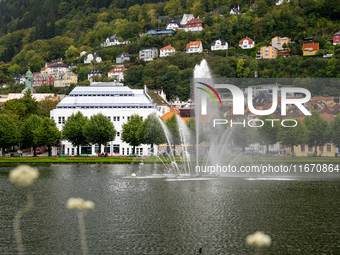 A view of Festplassen, in Bergen, Norway, on September 16, 2024. Bergen is the second-largest city in Norway, with a population of approxima...