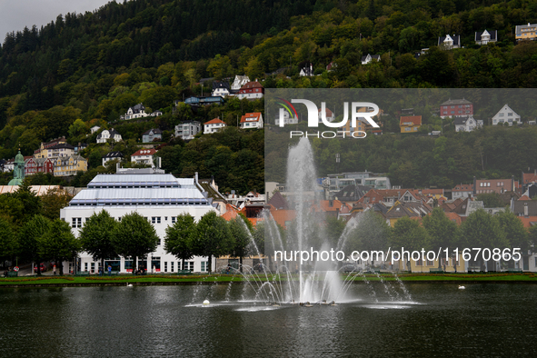 A view of Festplassen, in Bergen, Norway, on September 16, 2024. Bergen is the second-largest city in Norway, with a population of approxima...