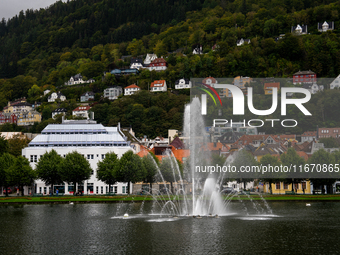 A view of Festplassen, in Bergen, Norway, on September 16, 2024. Bergen is the second-largest city in Norway, with a population of approxima...