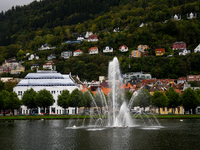 A view of Festplassen, in Bergen, Norway, on September 16, 2024. Bergen is the second-largest city in Norway, with a population of approxima...