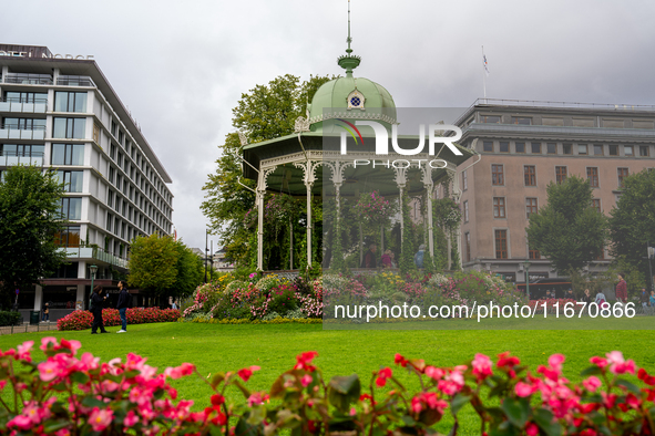 A view of Byparken in Bergen, Norway, on September 16, 2024. Bergen is the second-largest city in Norway, with a population of approximately...