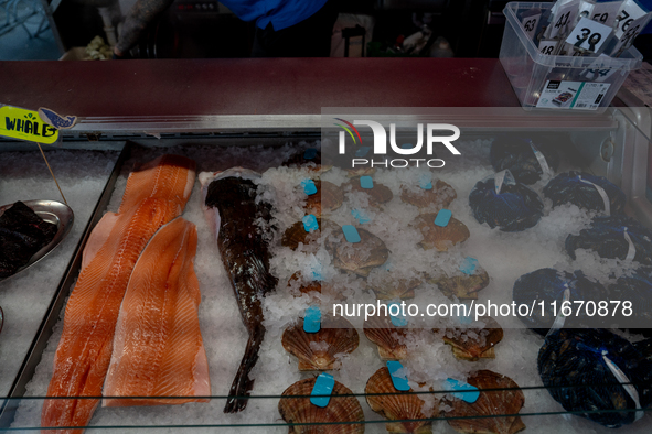 A view of the Fish market in Bergen, Norway, on September 16, 2024. Bergen is the second-largest city in Norway, with a population of approx...