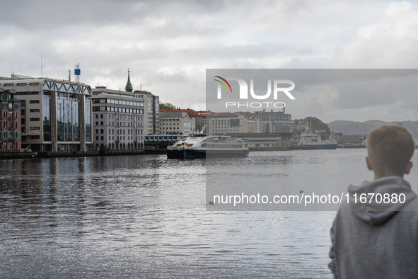 A view of Bryggen, the historic Hanseatic Wharf in Bergen, Norway, on September 16, 2024. Bryggen, a UNESCO World Heritage site, is one of B...