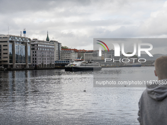 A view of Bryggen, the historic Hanseatic Wharf in Bergen, Norway, on September 16, 2024. Bryggen, a UNESCO World Heritage site, is one of B...