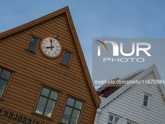 A view of Bryggen, the historic Hanseatic Wharf in Bergen, Norway, on September 16, 2024. Bryggen, a UNESCO World Heritage site, is one of B...