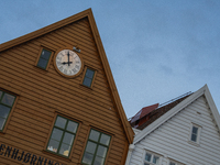 A view of Bryggen, the historic Hanseatic Wharf in Bergen, Norway, on September 16, 2024. Bryggen, a UNESCO World Heritage site, is one of B...