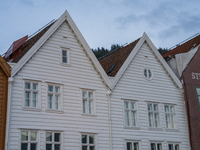 A view of Bryggen, the historic Hanseatic Wharf in Bergen, Norway, on September 16, 2024. Bryggen, a UNESCO World Heritage site, is one of B...