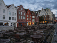 A view of Bryggen, the historic Hanseatic Wharf in Bergen, Norway, on September 16, 2024. Bryggen, a UNESCO World Heritage site, is one of B...