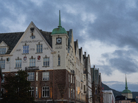 A view of Bryggen, the historic Hanseatic Wharf in Bergen, Norway, on September 16, 2024. Bryggen, a UNESCO World Heritage site, is one of B...