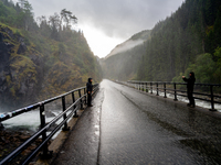 A view of Latefossen waterfall in Odda, Norway, on September 15, 2024. Latefossen, one of Norway's most famous waterfalls, is known for its...