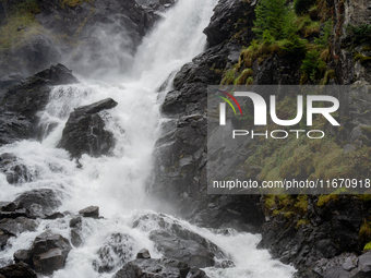 A view of Latefossen waterfall in Odda, Norway, on September 15, 2024. Latefossen, one of Norway's most famous waterfalls, is known for its...