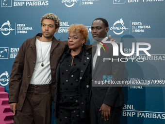 Brandon Wilson, Aunjanue Ellis-Taylor, and Ethan Herisse attend the ''Nickel Boys'' photocall at Auditorium Parco Della Musica in Rome, Ital...