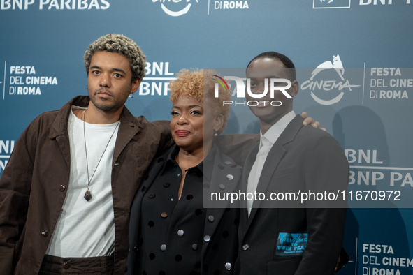 Brandon Wilson, Aunjanue Ellis-Taylor, and Ethan Herisse attend the ''Nickel Boys'' photocall at Auditorium Parco Della Musica in Rome, Ital...