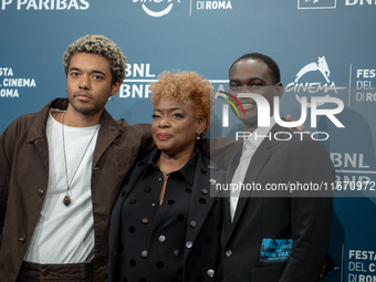 Brandon Wilson, Aunjanue Ellis-Taylor, and Ethan Herisse attend the ''Nickel Boys'' photocall at Auditorium Parco Della Musica in Rome, Ital...