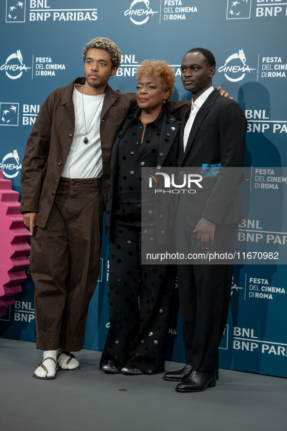 Brandon Wilson, Aunjanue Ellis-Taylor, and Ethan Herisse attend the ''Nickel Boys'' photocall at Auditorium Parco Della Musica in Rome, Ital...