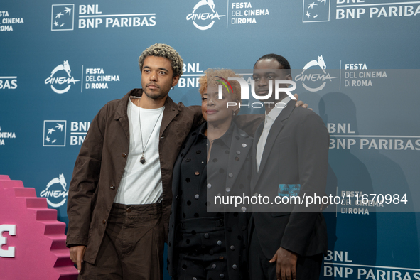 Brandon Wilson, Aunjanue Ellis-Taylor, and Ethan Herisse attend the ''Nickel Boys'' photocall at Auditorium Parco Della Musica in Rome, Ital...