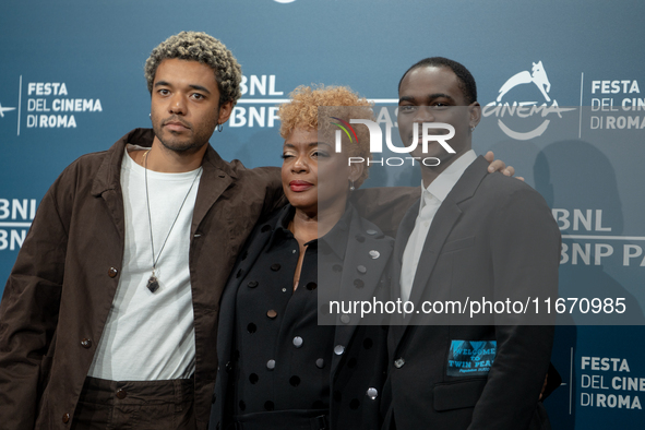 Brandon Wilson, Aunjanue Ellis-Taylor, and Ethan Herisse attend the ''Nickel Boys'' photocall at Auditorium Parco Della Musica in Rome, Ital...