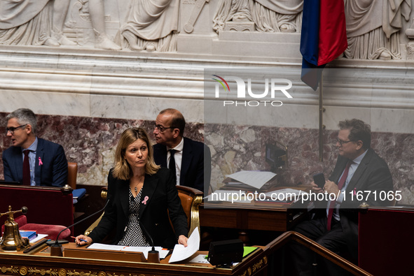 Yael Braun-Pivet is the President of the General Assembly of the French Parliament in Paris, France, on October 16, 2024. 