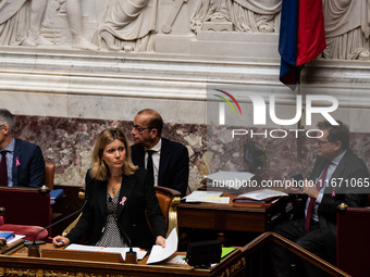 Yael Braun-Pivet is the President of the General Assembly of the French Parliament in Paris, France, on October 16, 2024. (