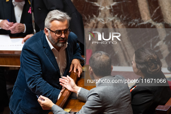 Alexis Corbiere, MP of the Ecologist and Socialist group, participates in Parliament during the question time to the government in Paris, Fr...