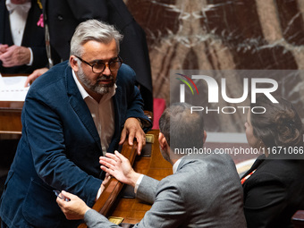 Alexis Corbiere, MP of the Ecologist and Socialist group, participates in Parliament during the question time to the government in Paris, Fr...