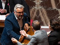 Alexis Corbiere, MP of the Ecologist and Socialist group, participates in Parliament during the question time to the government in Paris, Fr...