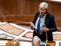 Genevieve Darrieussecq, Minister for Health and Access to Care, speaks in Parliament during the question time to the government in Paris, Fr...