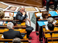 Prime Minister Michel Barnier is at the National Assembly during the parliamentary question session to the government in Paris, France, on O...