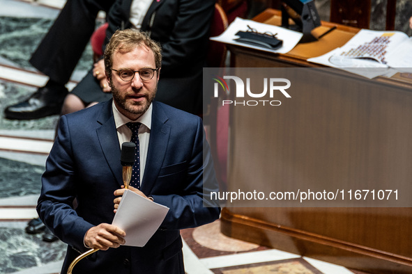 Antoine Armand, Minister of Economy, Finances and Industry, participates in the parliamentary question session to the government in Paris, F...