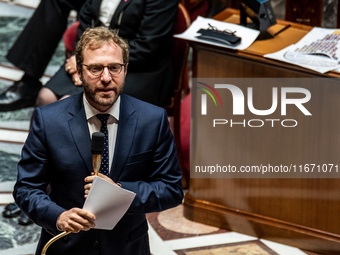 Antoine Armand, Minister of Economy, Finances and Industry, participates in the parliamentary question session to the government in Paris, F...