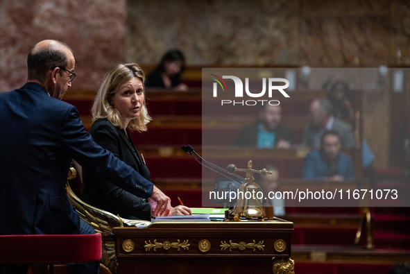 Yael Braun-Pivet is the President of the General Assembly of the French Parliament in Paris, France, on October 16, 2024. 