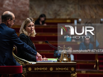 Yael Braun-Pivet is the President of the General Assembly of the French Parliament in Paris, France, on October 16, 2024. (