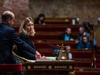 Yael Braun-Pivet is the President of the General Assembly of the French Parliament in Paris, France, on October 16, 2024. (