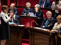 Annie Genevard, Minister of Agriculture, speaks during question time in the French Parliament in Paris, France, on October 16, 2024. (