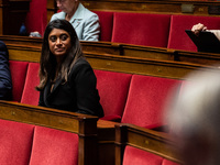 Prisca Thevenot, former Attal government spokeswoman and Together for the Republic MP, is in Parliament during question time in Paris, Franc...