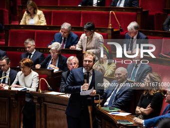 Antoine Armand, Minister of Economy, Finances and Industry, participates in the parliamentary question session to the government in Paris, F...