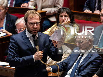 Antoine Armand, Minister of Economy, Finances and Industry, participates in the parliamentary question session to the government in Paris, F...