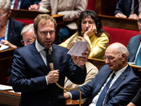 Antoine Armand, Minister of Economy, Finances and Industry, participates in the parliamentary question session to the government in Paris, F...