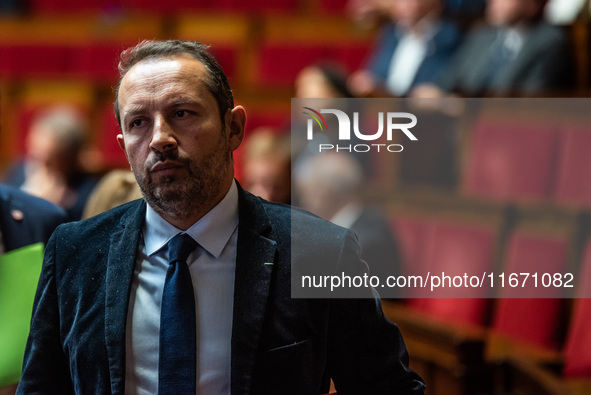 Sebastien Chenu, a far-right MP for the Rassemblement National, is in the General Assembly of the French Parliament in Paris, France, on Oct...