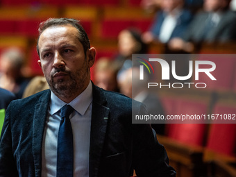 Sebastien Chenu, a far-right MP for the Rassemblement National, is in the General Assembly of the French Parliament in Paris, France, on Oct...