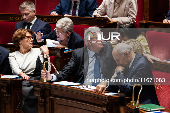 Prime Minister Michel Barnier is at the National Assembly during the parliamentary question session to the government in Paris, France, on O...