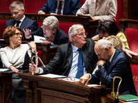 Prime Minister Michel Barnier is at the National Assembly during the parliamentary question session to the government in Paris, France, on O...