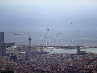 Emirates Team New Zealand participates in the Louis Vuitton 37th America's Cup in Barcelona, Spain, on October 16, 2024. (