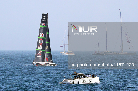 Ineos Britannia competes during race 5 of the Louis Vuitton 37th America's Cup in Barcelona, Spain, on October 16, 2024. 