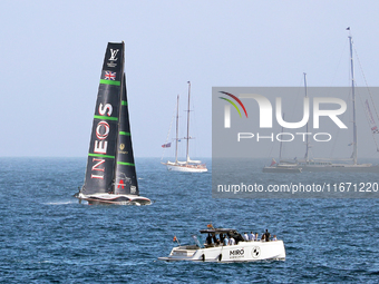 Ineos Britannia competes during race 5 of the Louis Vuitton 37th America's Cup in Barcelona, Spain, on October 16, 2024. (