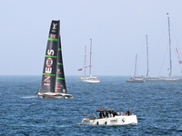 Ineos Britannia competes during race 5 of the Louis Vuitton 37th America's Cup in Barcelona, Spain, on October 16, 2024. (