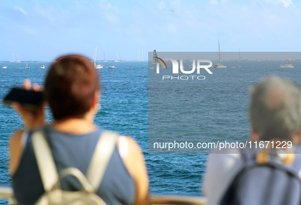 Ineos Britannia competes during race 5 of the Louis Vuitton 37th America's Cup in Barcelona, Spain, on October 16, 2024. 