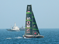 Ineos Britannia competes during race 5 of the Louis Vuitton 37th America's Cup in Barcelona, Spain, on October 16, 2024. (