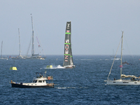 Ineos Britannia competes during race 5 of the Louis Vuitton 37th America's Cup in Barcelona, Spain, on October 16, 2024. (